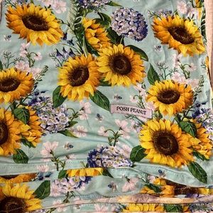 Posh Peanut Bamboo Swaddle Sunflower Hydrangea Mint Print 44”x44”
